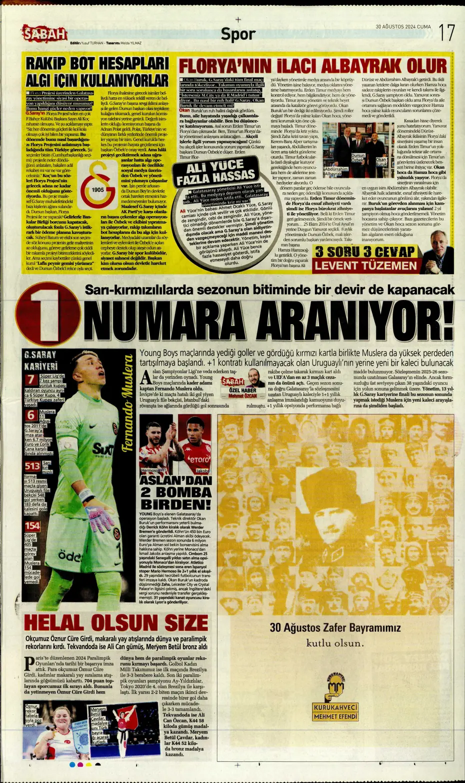"Galatasaray yönetiminden flaş karar" | Sporun manşetleri (30 Ağustos 2024) - 29 "Galatasaray yönetiminden flaş karar" | Sporun manşetleri (30 Ağustos 2024) - 29