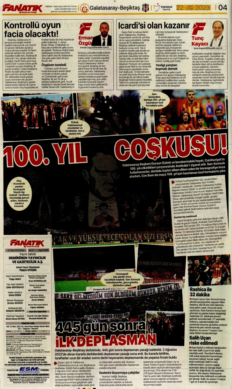 "Derbilerin Aslanı" | Sporun manşetleri (22 Ekim 2023) - 7