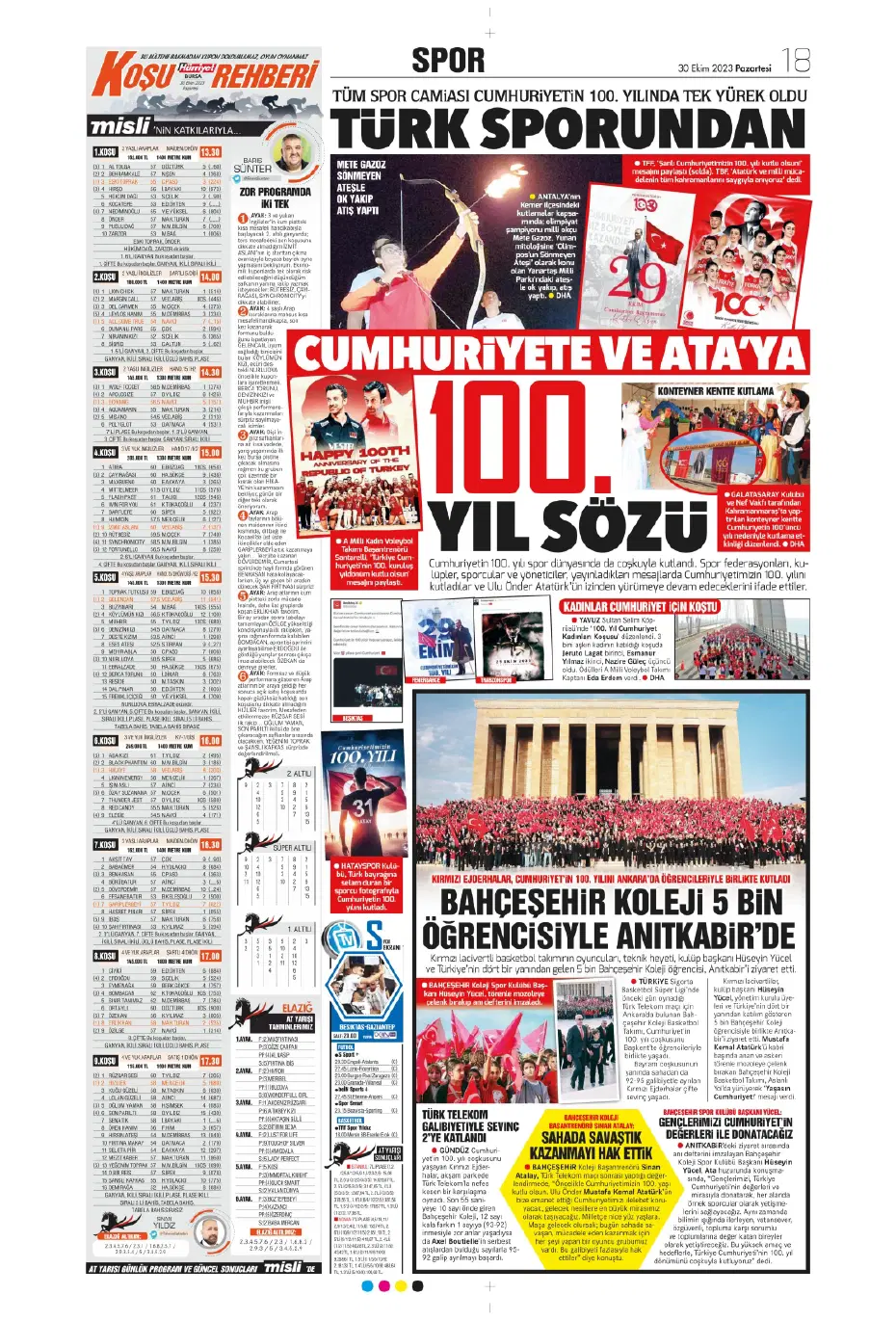 "Fenerbahçe kasırgası" | Sporun manşetleri (30 Ekim 2023) - 15