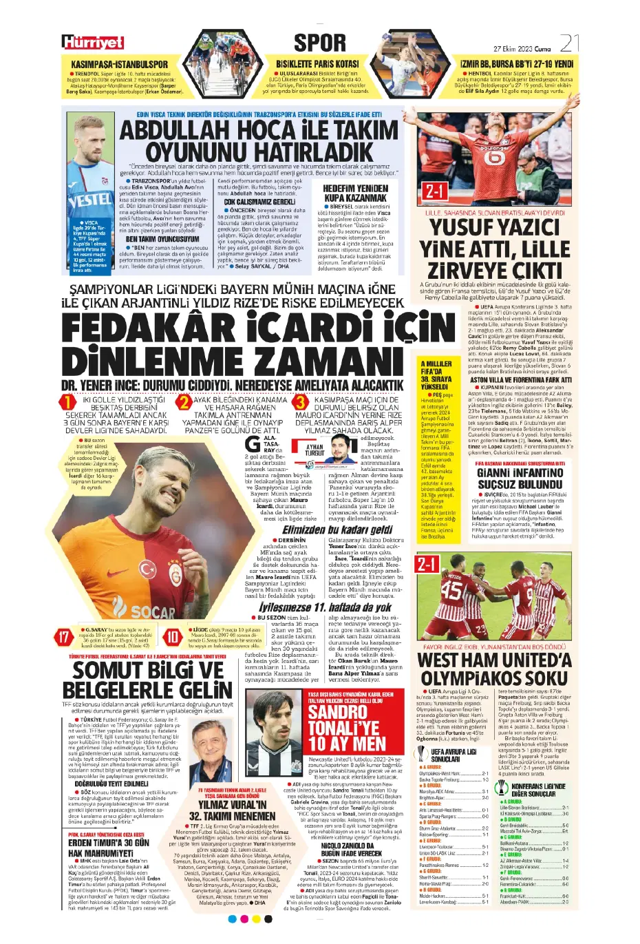 "Yüzyılın Fener'i" | Sporun manşetleri (27 Ekim 2023) - 15