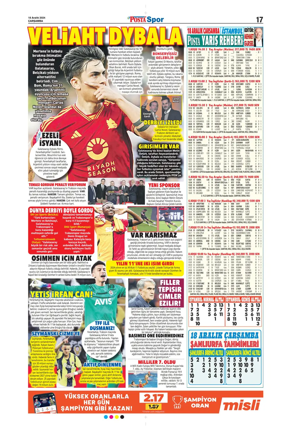 "Aslan Dybala'yı getiriyor" | Sporun manşetleri - 23
