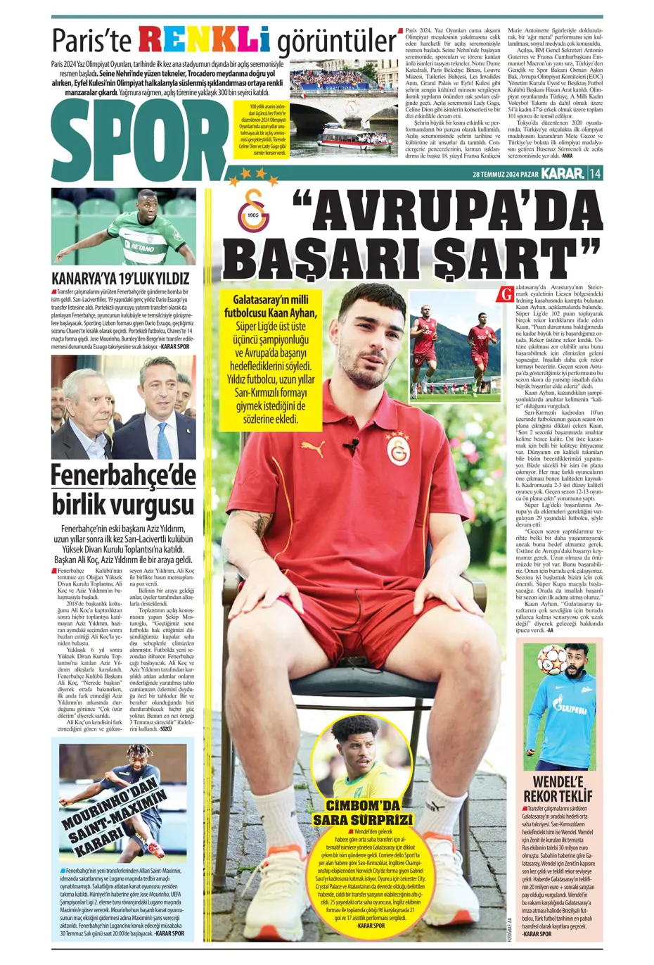 "Aslan'da rota Gravenberch" | Sporun Manşetleri (28 Temmuz 2024) - 15