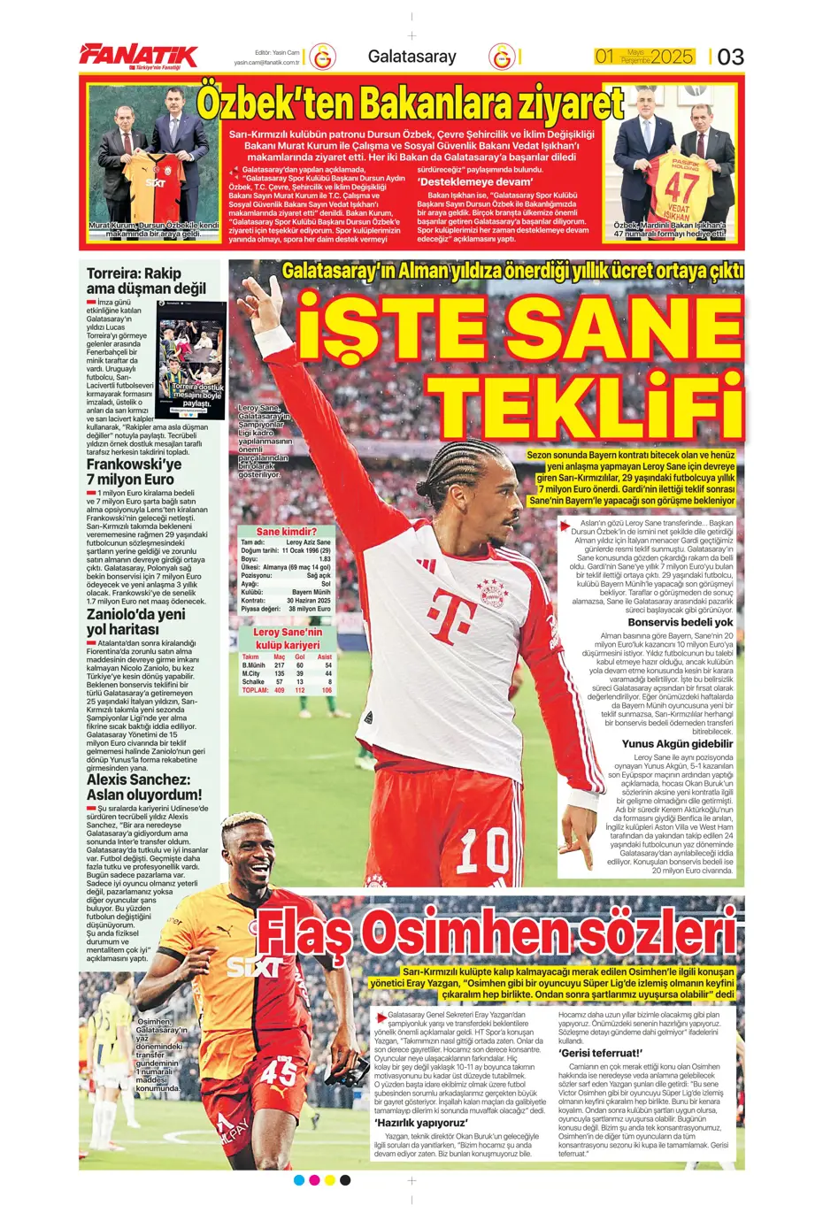 "Aslan'ın Sane planı" | Sporun manşetleri - 6