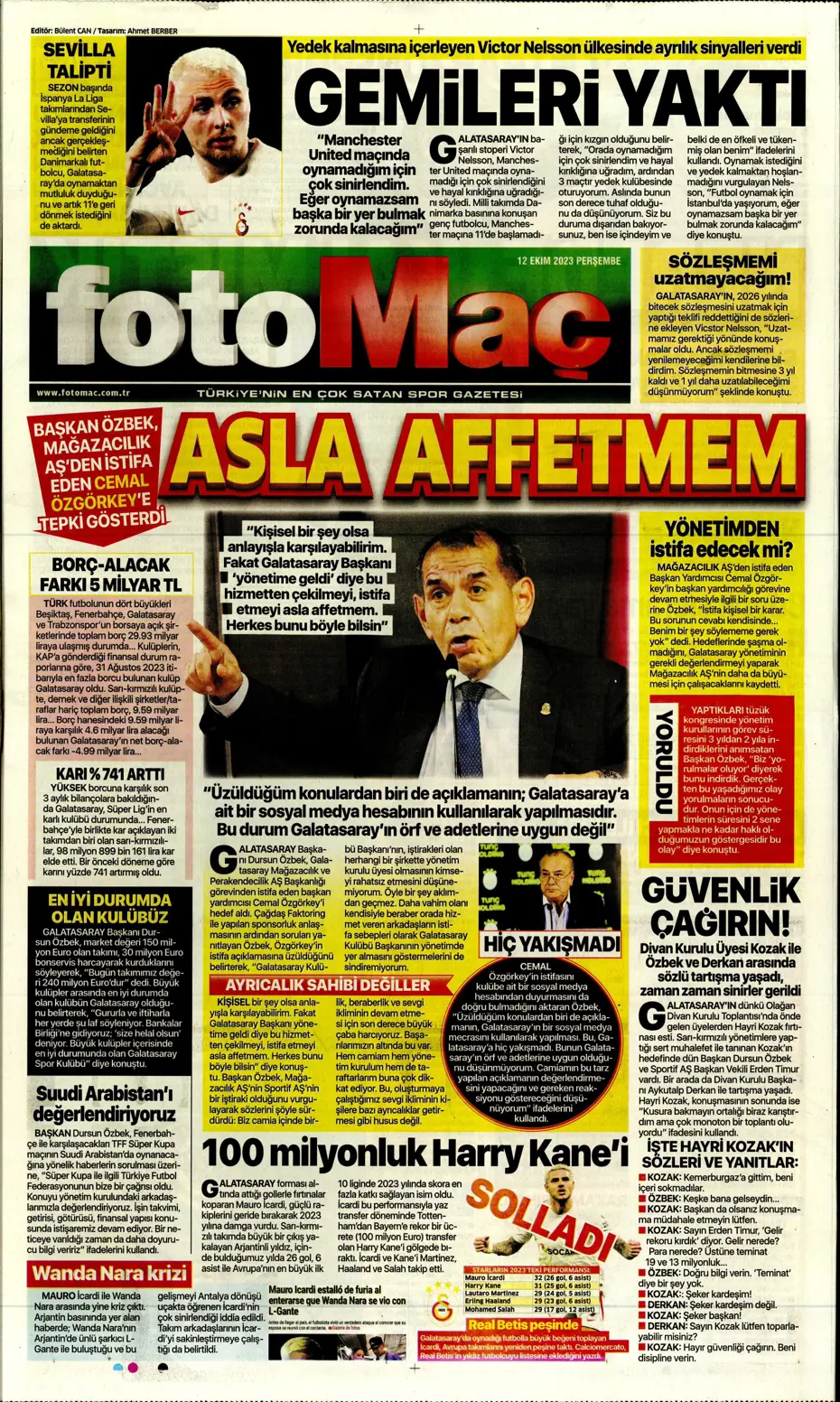 "Amiral gemisi Galatasaray" | Sporun manşetleri (12 Ekim 2023) - 16