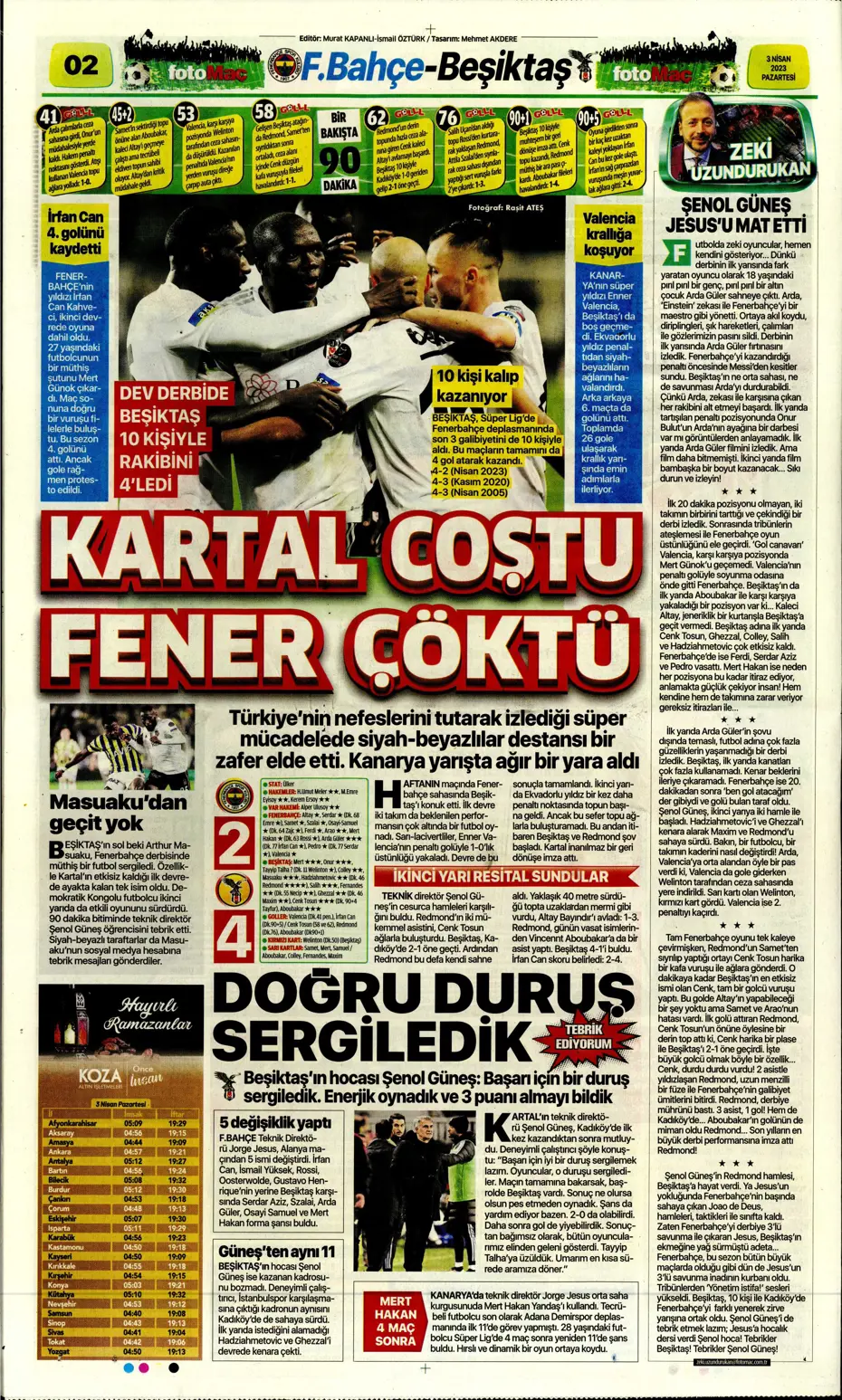 "10 parmak tarih yazdılar" - Sporun manşetleri (3 Nisan 2023) - 10