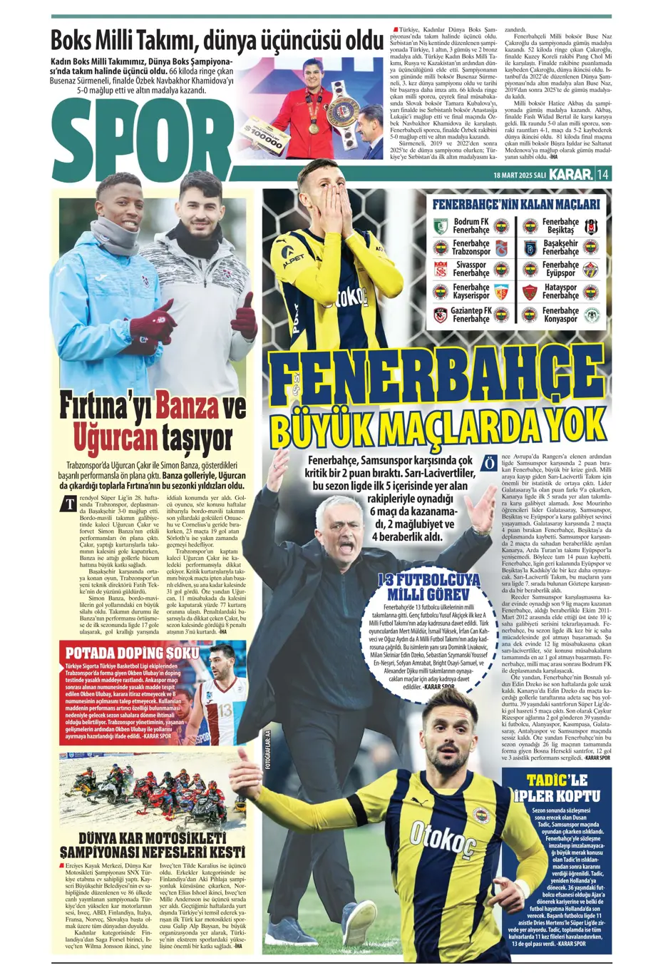 "Sane bombası" | Sporun manşetleri - 14