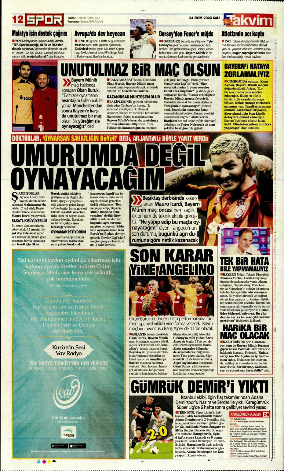 "Yine destan gecesi olsun" | Sporun Manşetleri - 32