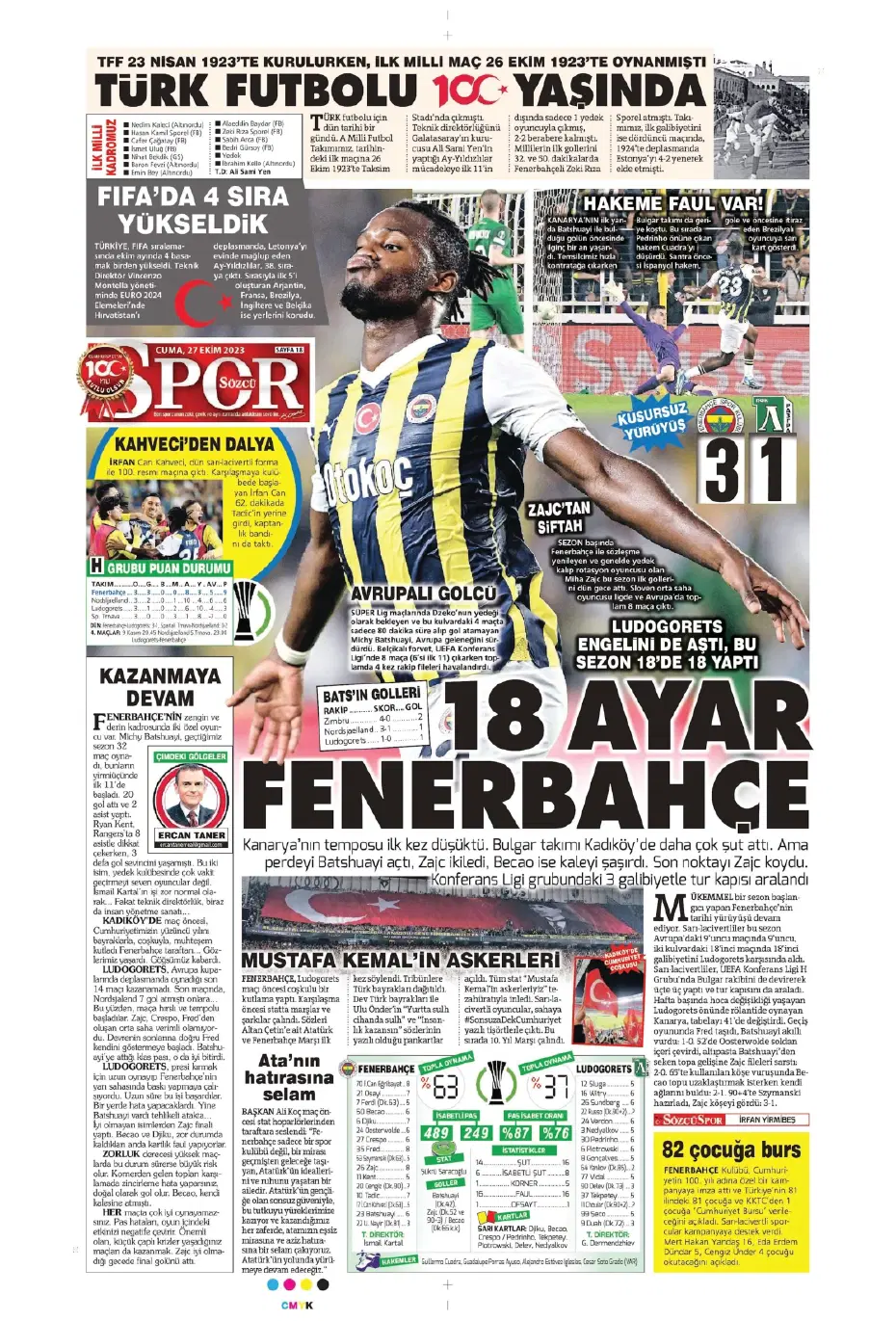 "Yüzyılın Fener'i" | Sporun manşetleri (27 Ekim 2023) - 23