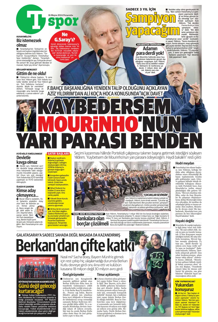 "İlk hedef Preciado" | Sporun manşetleri (16 Mayıs 2024) - 20