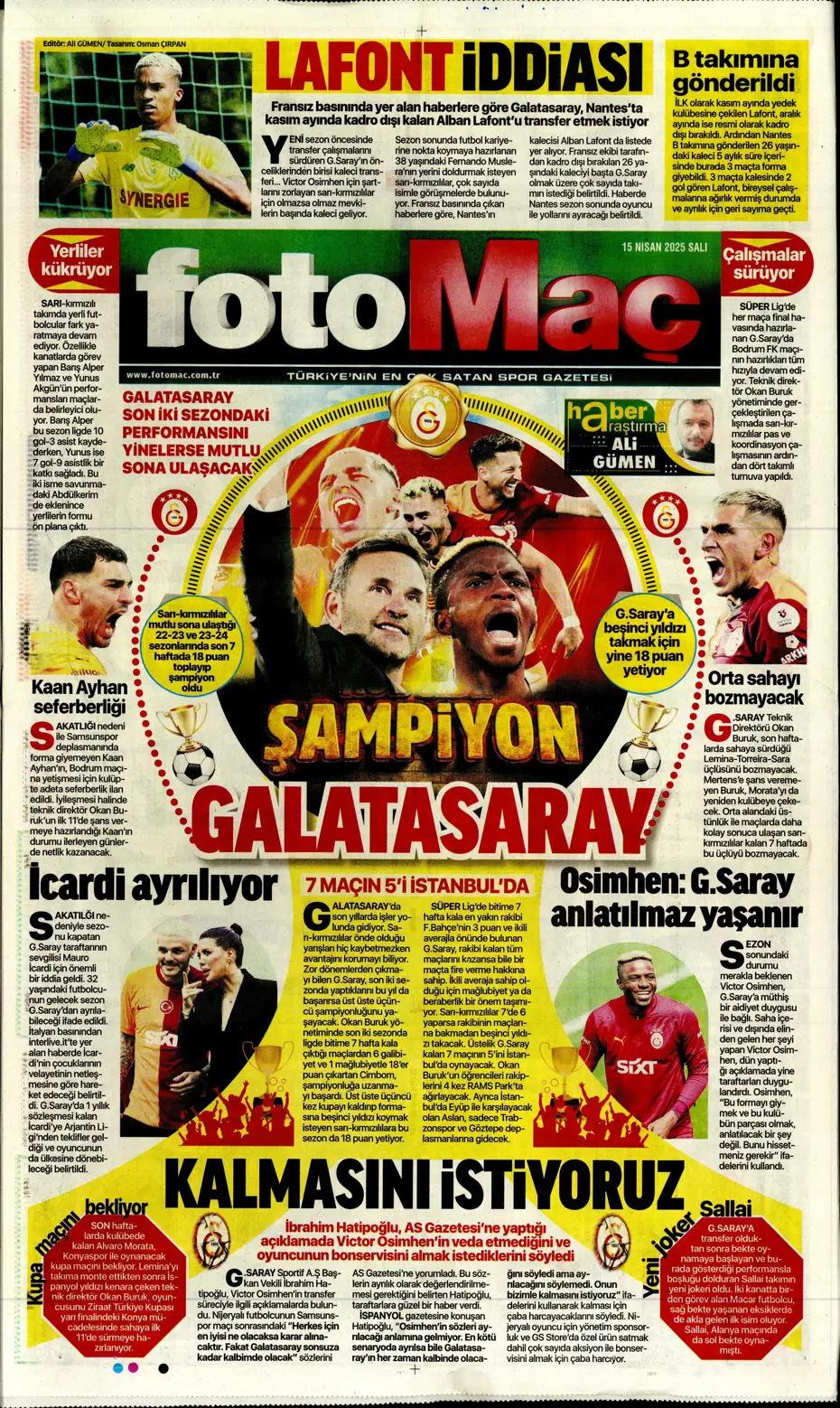 "Aslan'da De Bruyne hazırlığı" | Sporun manşetleri - 13 "Aslan'da De Bruyne hazırlığı" | Sporun manşetleri - 13