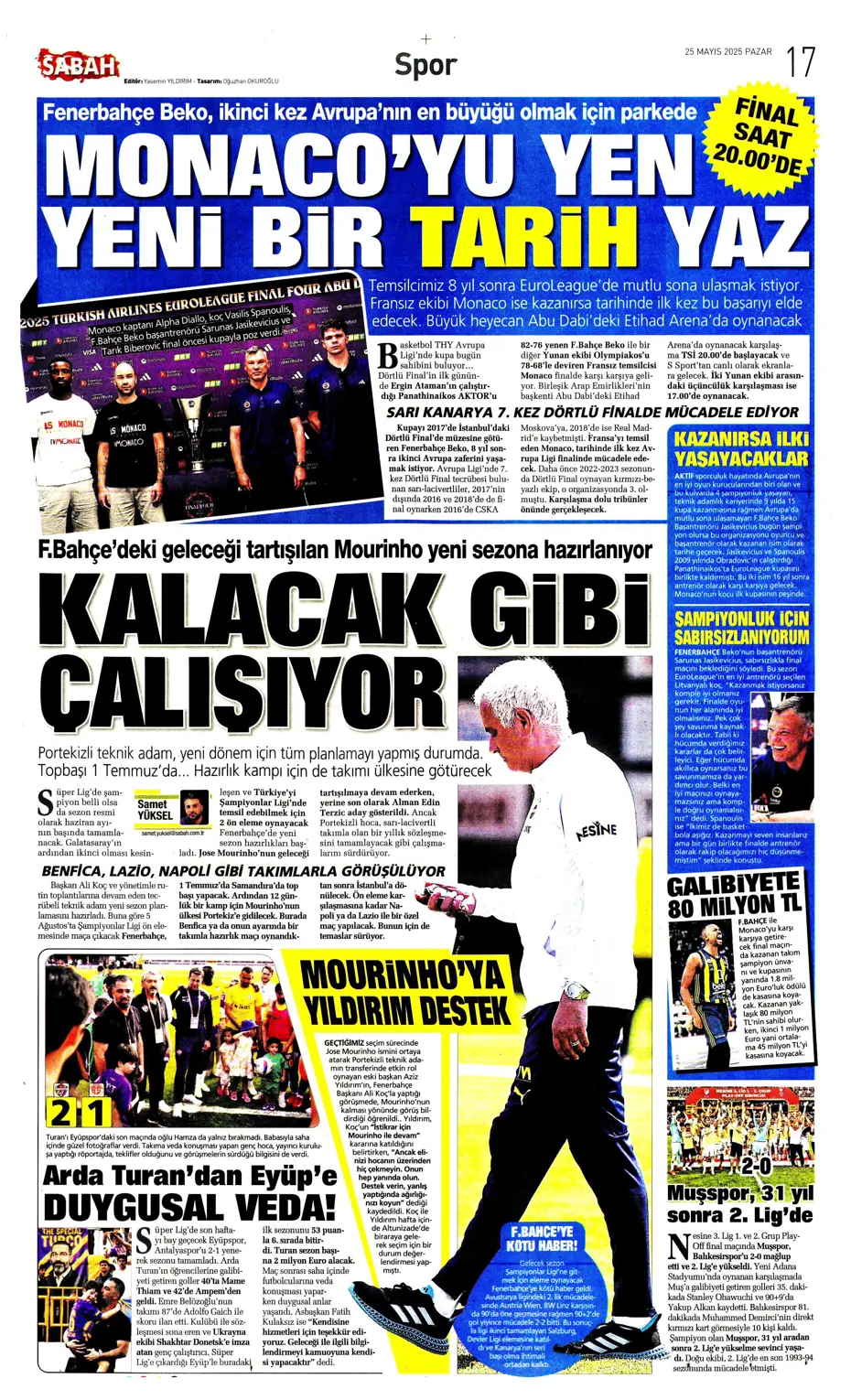 "Kap kupayı, tak yıldızı" | Sporun manşetleri - 29