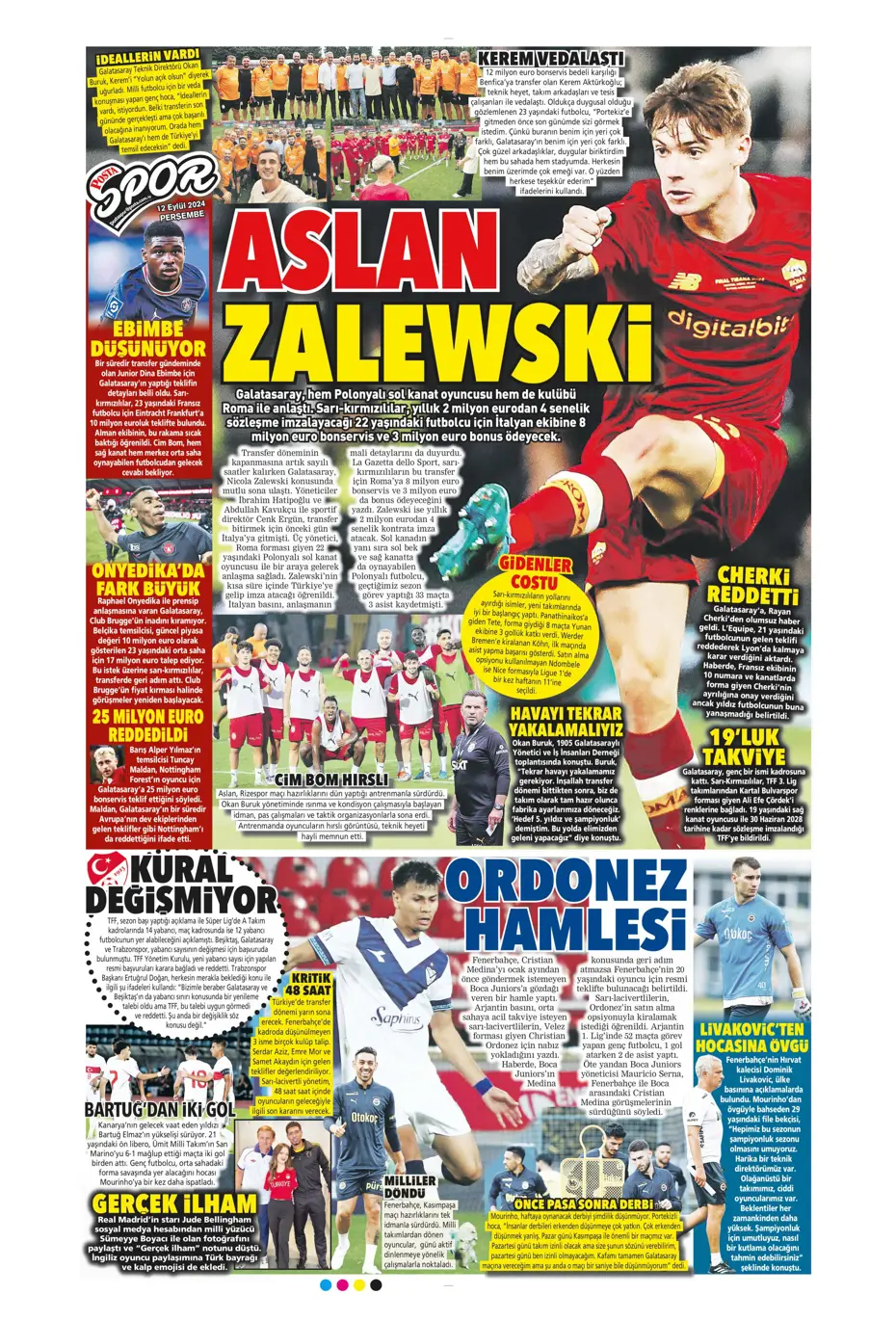 "12 milyon Euro'ya Cim Bom'da" | Sporun manşetleri (12 Eylül 2024) - 24 "12 milyon Euro'ya Cim Bom'da" | Sporun manşetleri (12 Eylül 2024) - 24