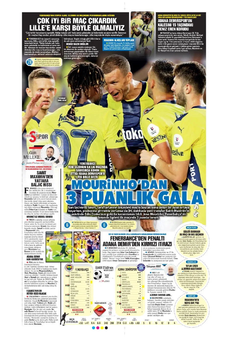 "Mou varsa fire yok" | Sporun manşetleri (11 Ağustos 2024) - 14