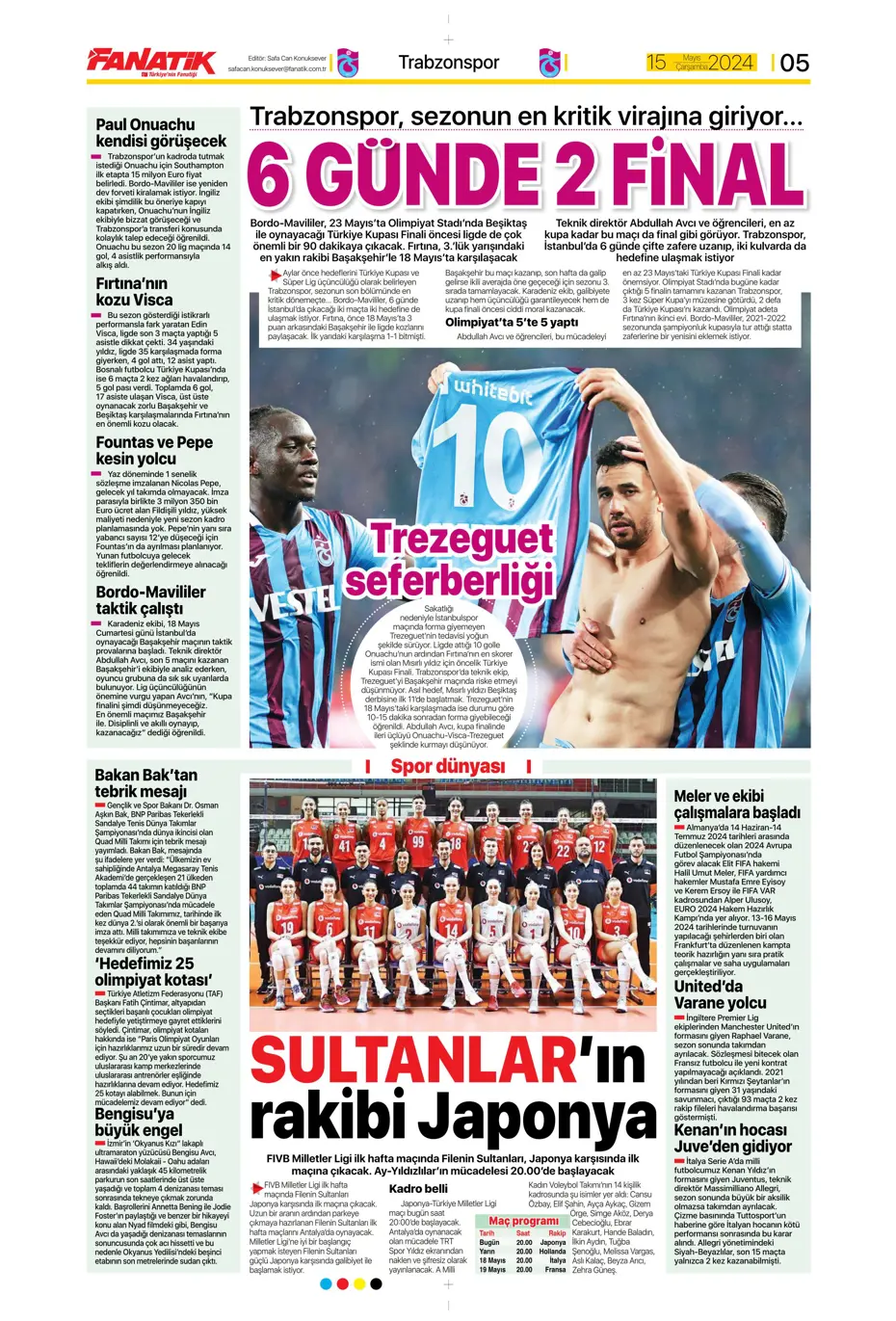 "Mourinho'ya 100 milyon euro" | Sporun manşetleri (15 Mayıs 2024) - 6