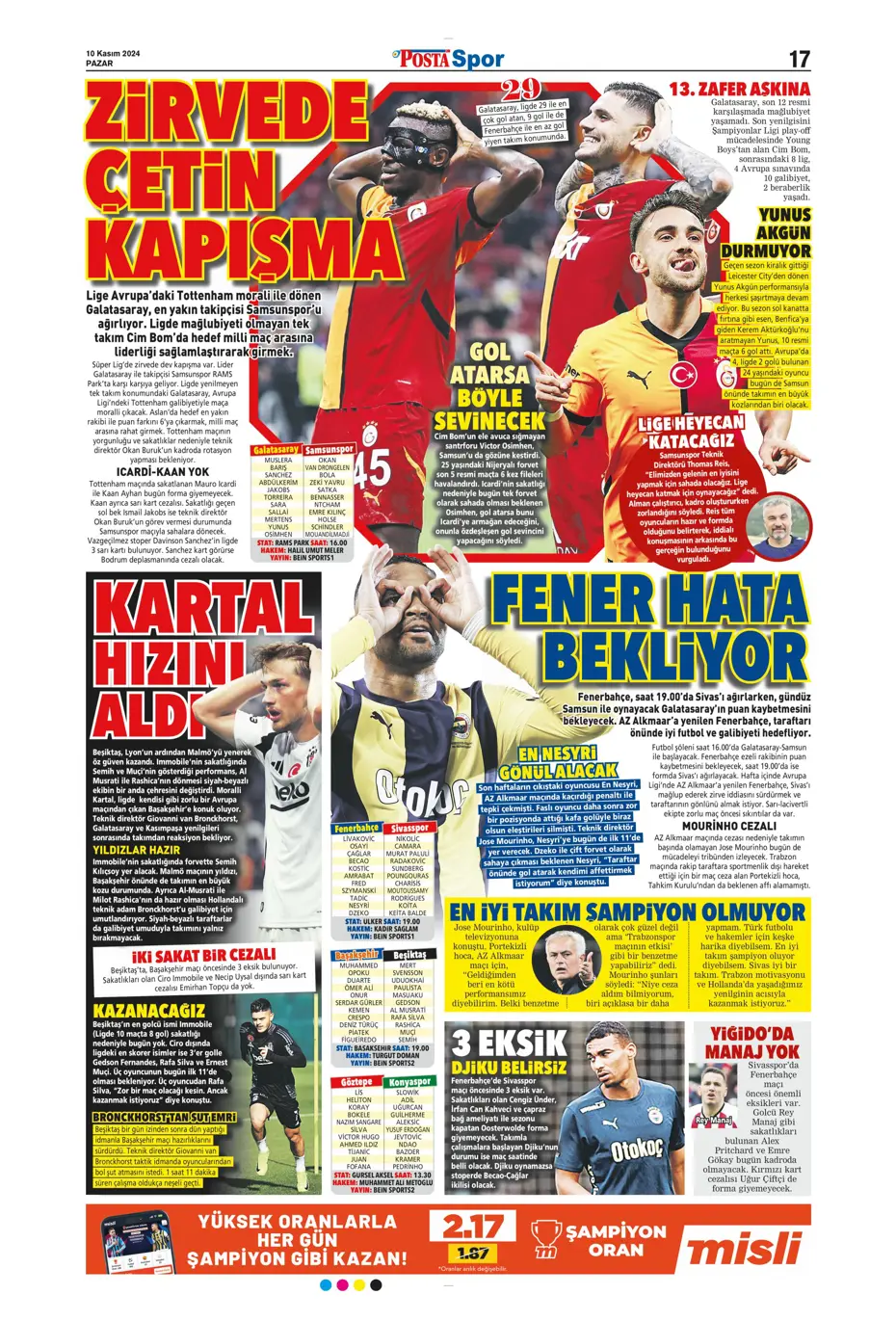 "Cimbom devleri gölgesinde bıraktı" | Sporun manşetleri (10 Kasım 2024) - 21