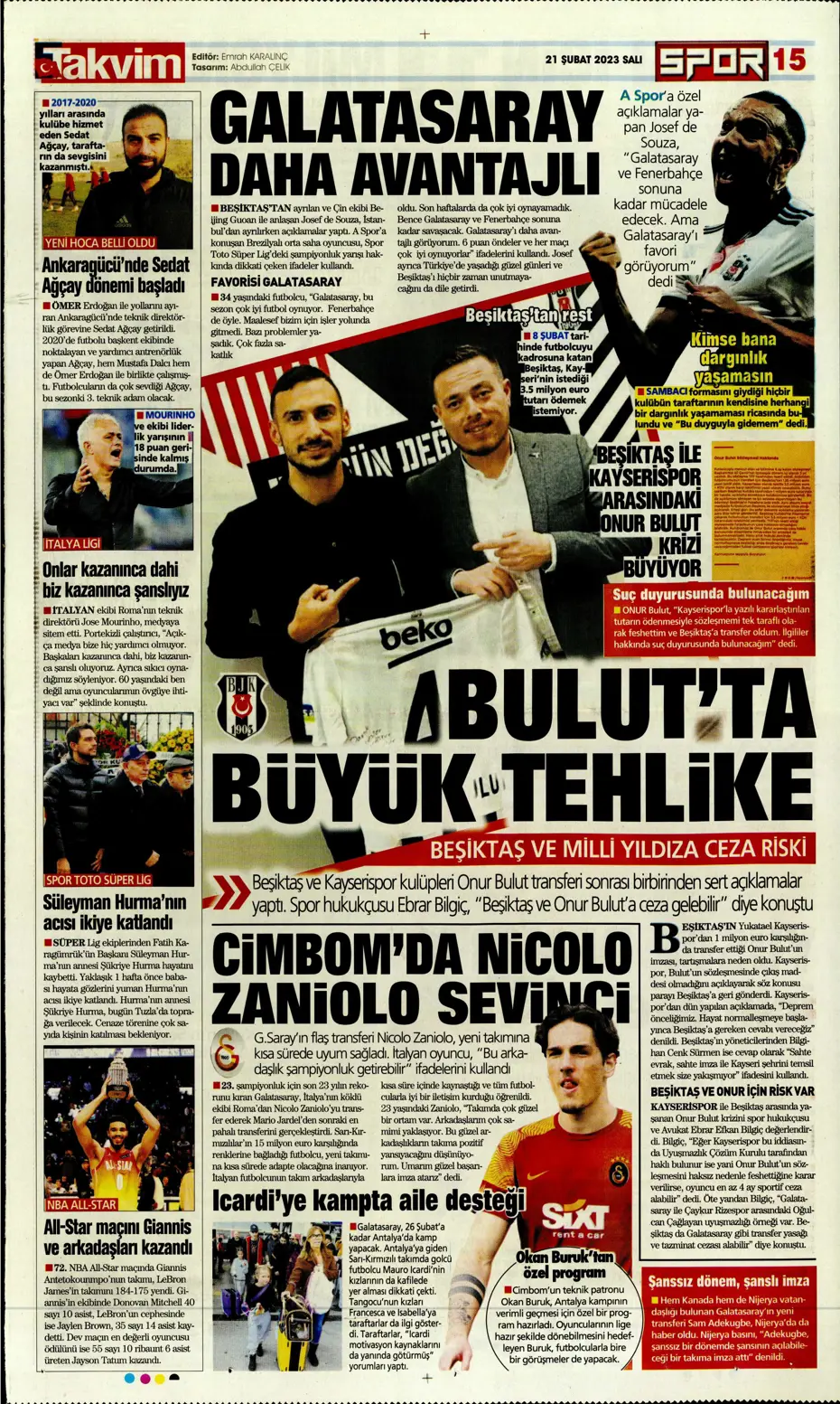 "Fener düğmeye bastı" - Gazete manşetleri (21 Şubat 2023) - 26