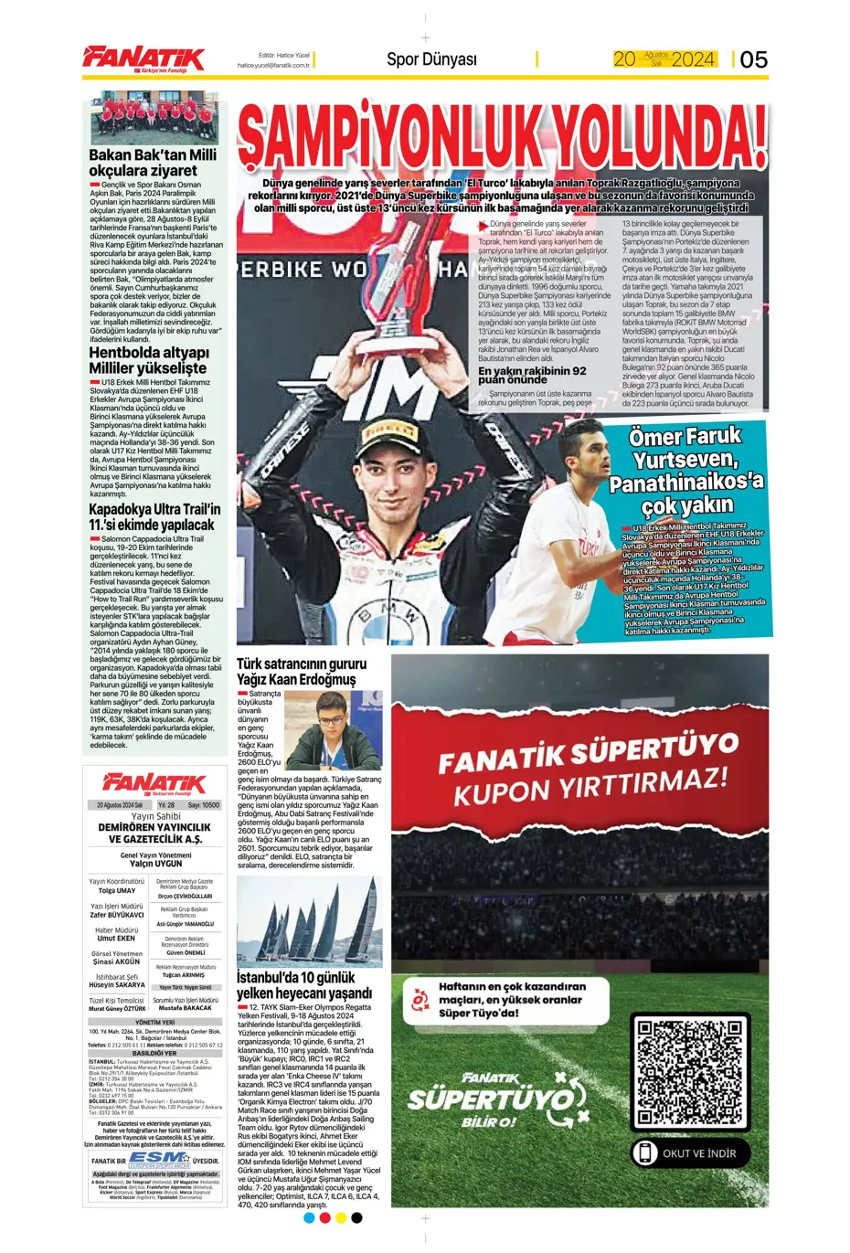 "Fenerbahçe'de değişim zamanı" | Sporun manşetleri (20 Ağustos 2024) - 11