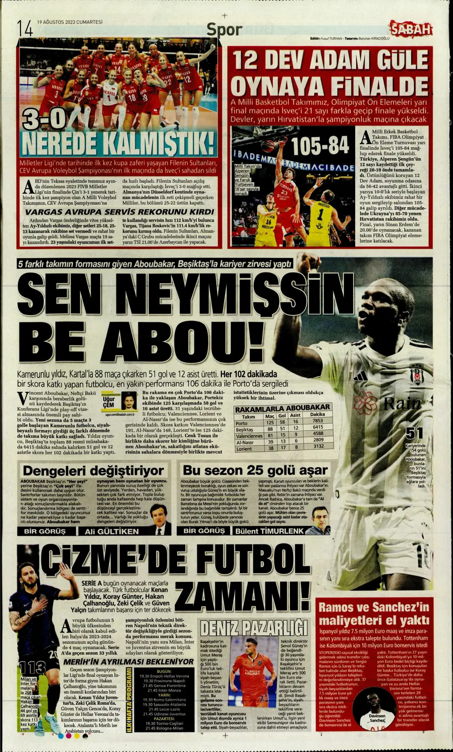 "Ramos'ta büyük kapışma" | Sporun Manşetleri (19 Ağustos 2023) - 24