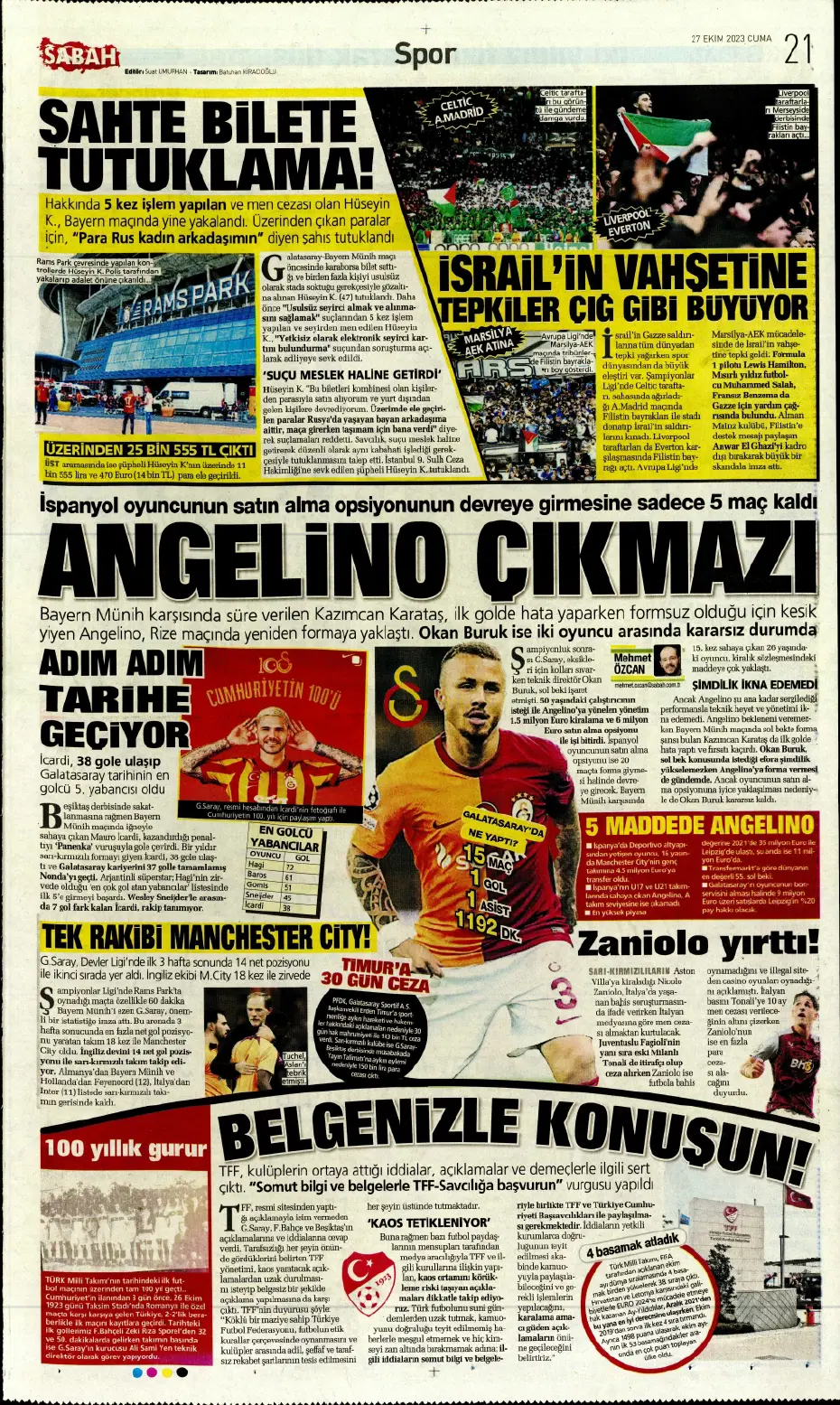 "Yüzyılın Fener'i" | Sporun manşetleri (27 Ekim 2023) - 19
