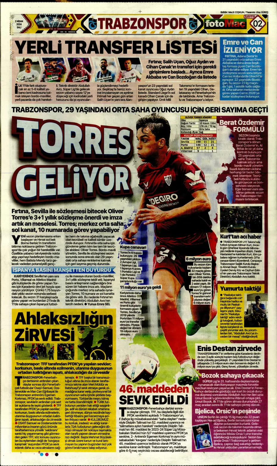 "Fenerbahçe'de tarihi gün" | Sporun manşetleri (2 Nisan 2024) - 9 "Fenerbahçe'de tarihi gün" | Sporun manşetleri (2 Nisan 2024) - 9