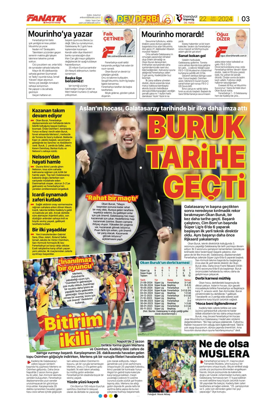 "Şampiyon Kadıköy'ü selamladı!" | Sporun manşetleri (22 Eylül 2024) - 6