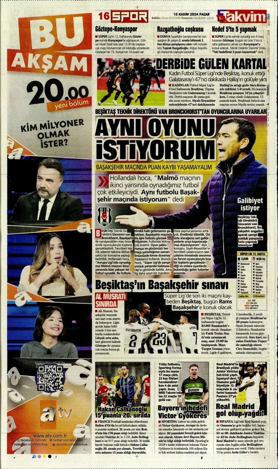 "Cimbom devleri gölgesinde bıraktı" | Sporun manşetleri (10 Kasım 2024) - 25