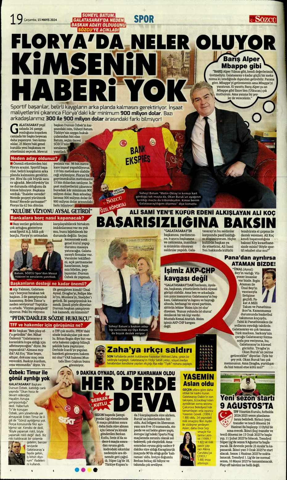 "Mourinho'ya 100 milyon euro" | Sporun manşetleri (15 Mayıs 2024) - 19