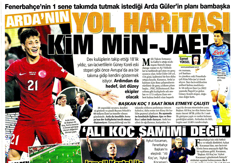 "Arda'nın yol haritası Kim Min-jae" | Sporun manşetleri (21 Haziran 2023)