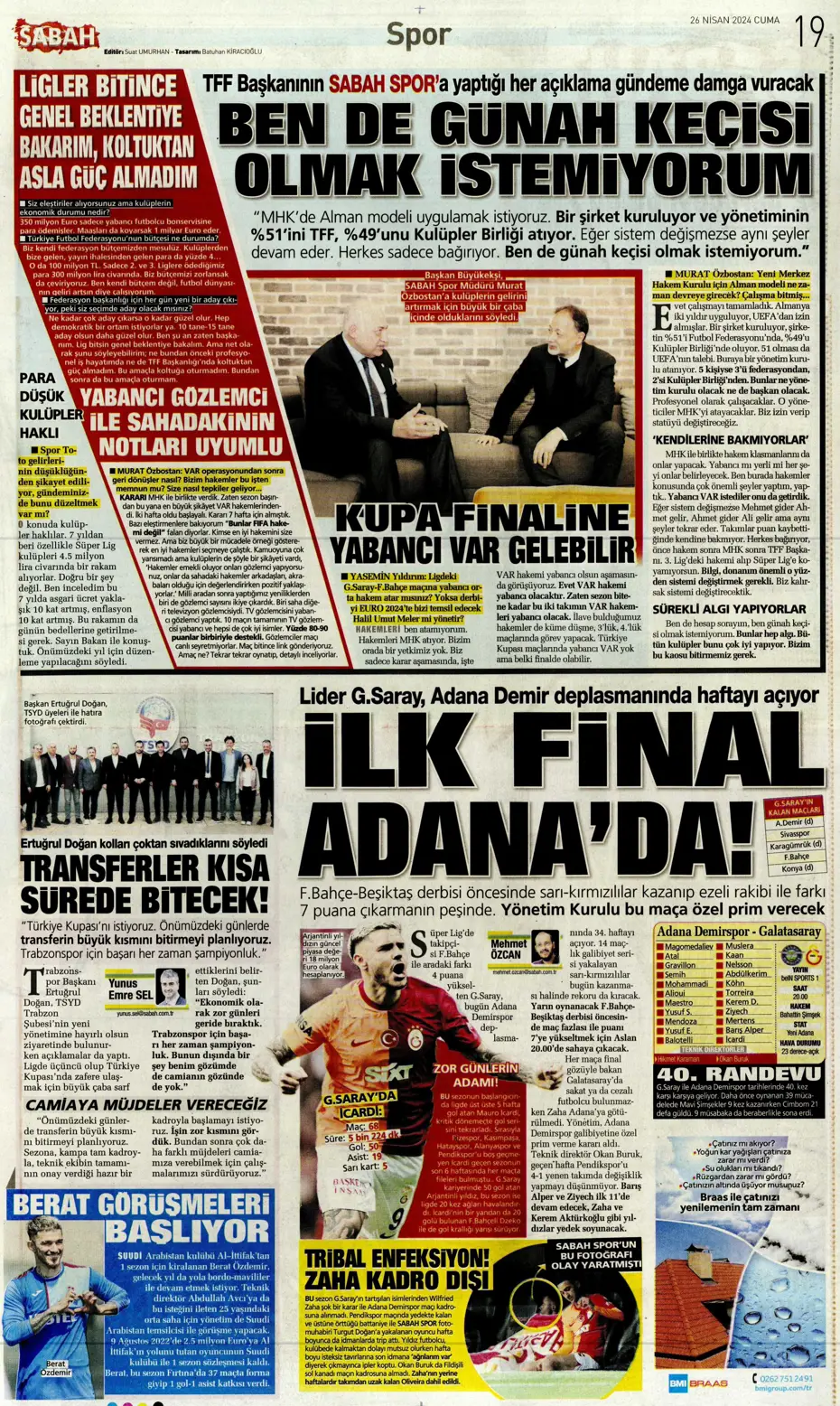 "Osayi Samuel'e 12 milyon euro" | Sporun manşetleri - 28