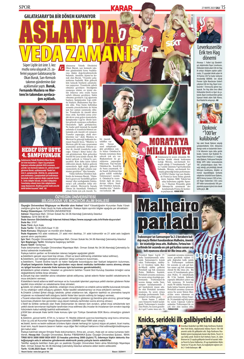 "Fenerbahçe'ye tarihi şok" | Sporun manşetleri - 22