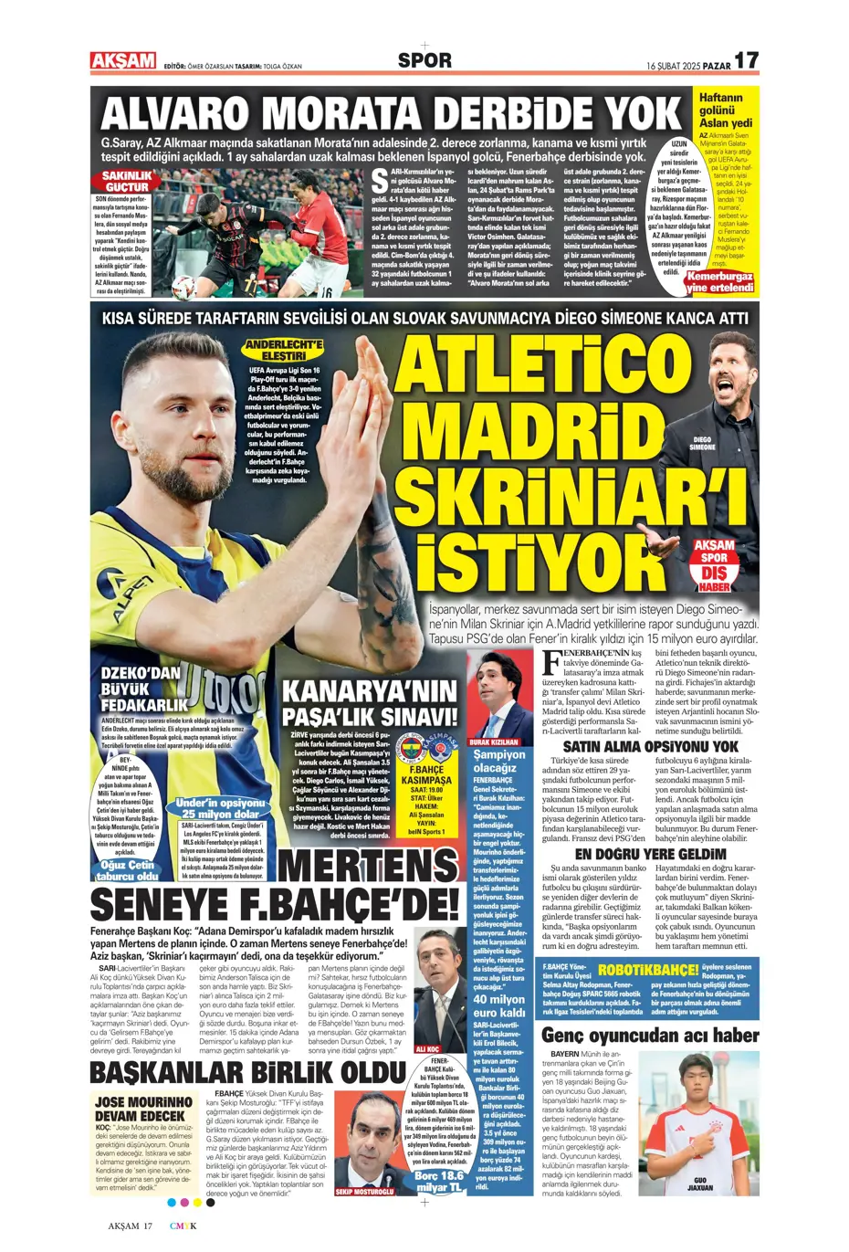 "Fırtınanın rengi siyah-beyaz" | Sporun manşetleri - 3