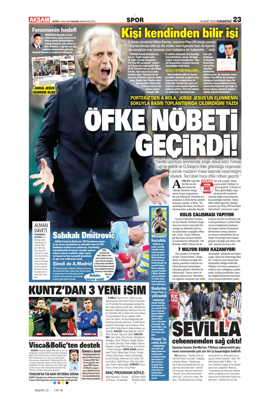 "Aslan yıkıldı" - Gazete manşetleri (18 Mart 2023) - 4