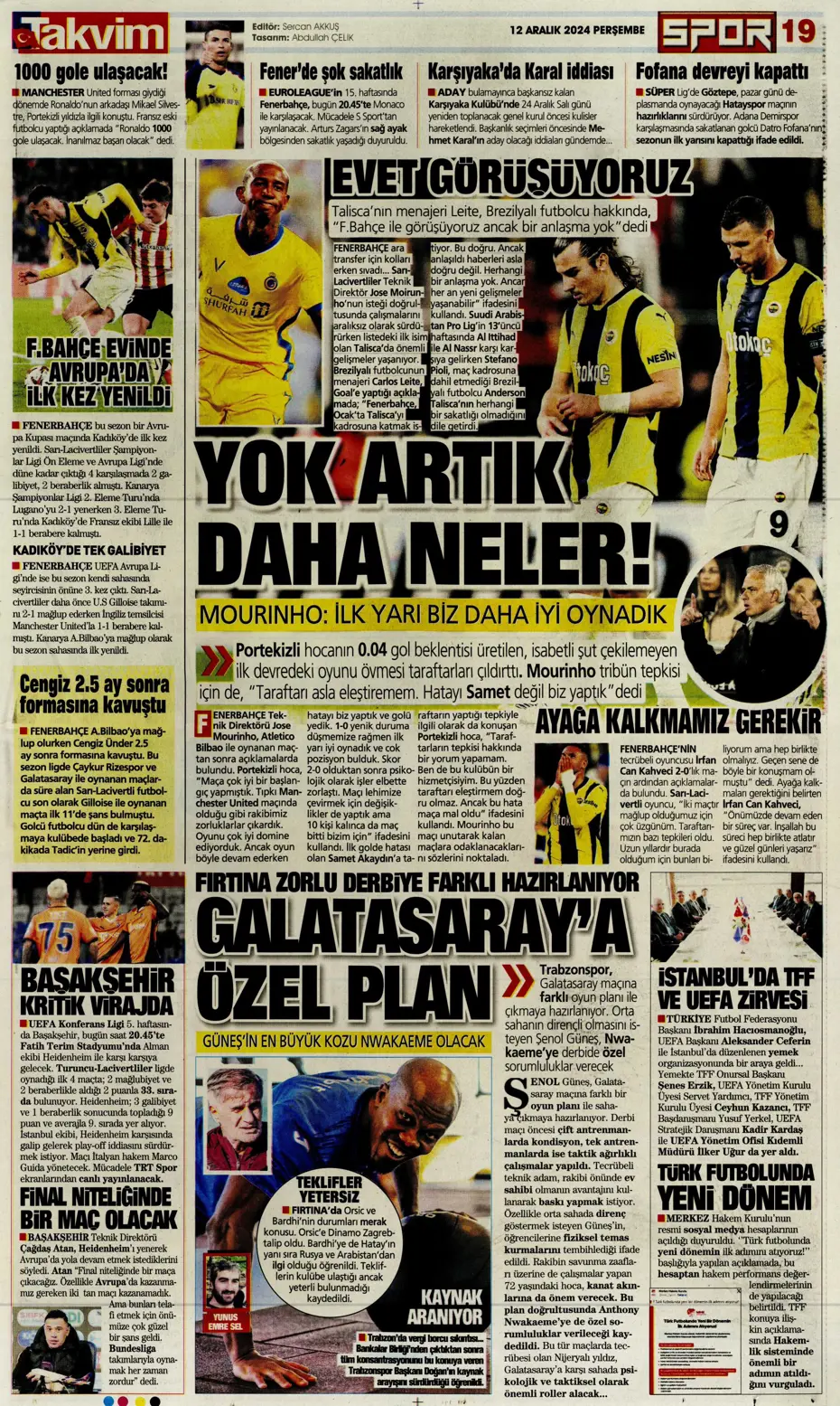 "Fenerbahçe'ye boğa darbesi" | Sporun manşetleri - 24