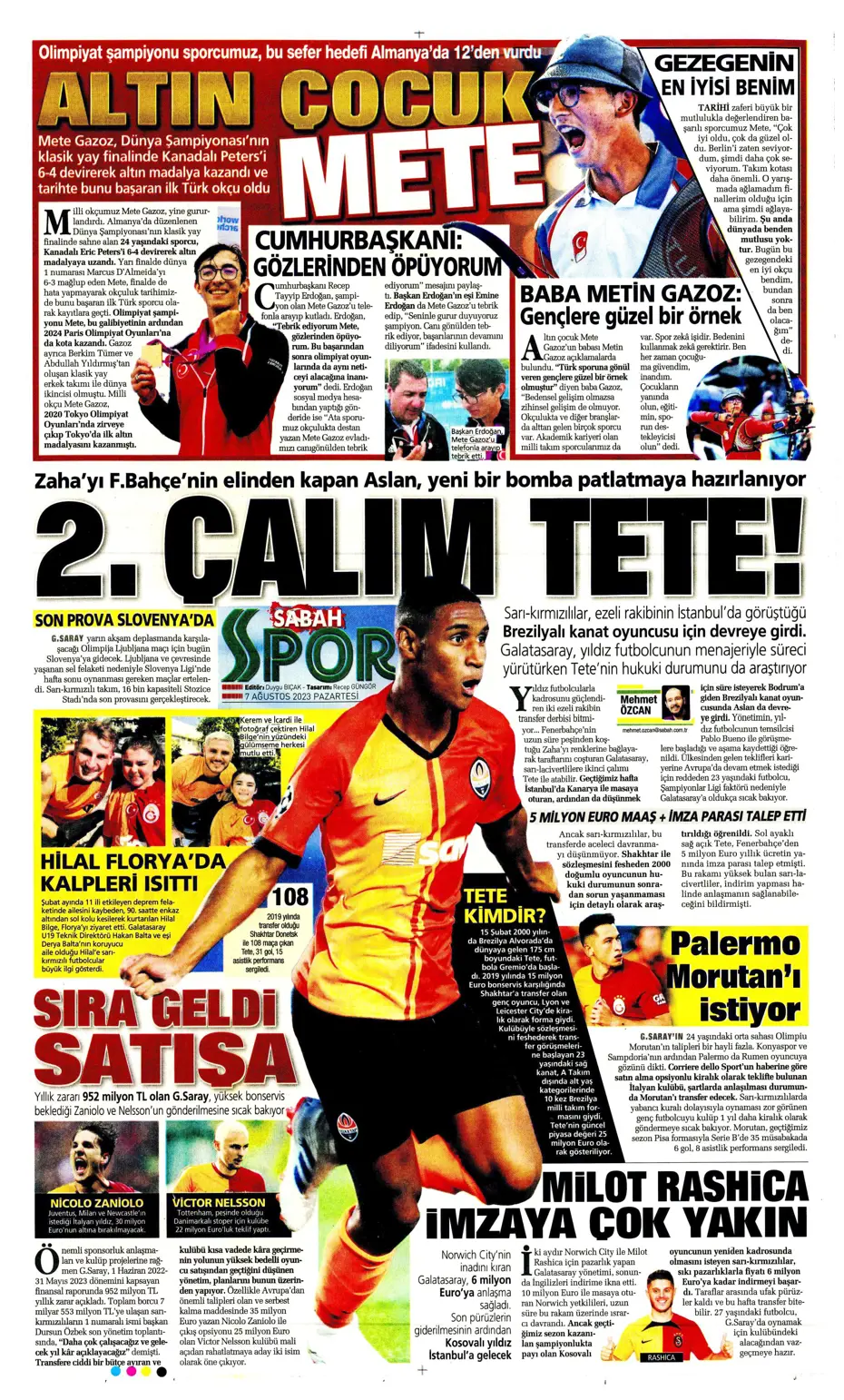 "Zaniolo gidiyor, Talisca geliyor" | Sporun manşetleri (7 Ağustos 2023) - 28 "Zaniolo gidiyor, Talisca geliyor" | Sporun manşetleri (7 Ağustos 2023) - 28