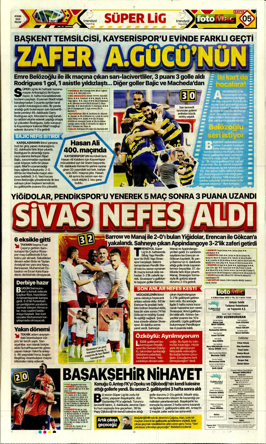 "Bjelica gidiyor, Avcı geliyor" | Sporun manşetleri (8 Ekim 2023) - 17