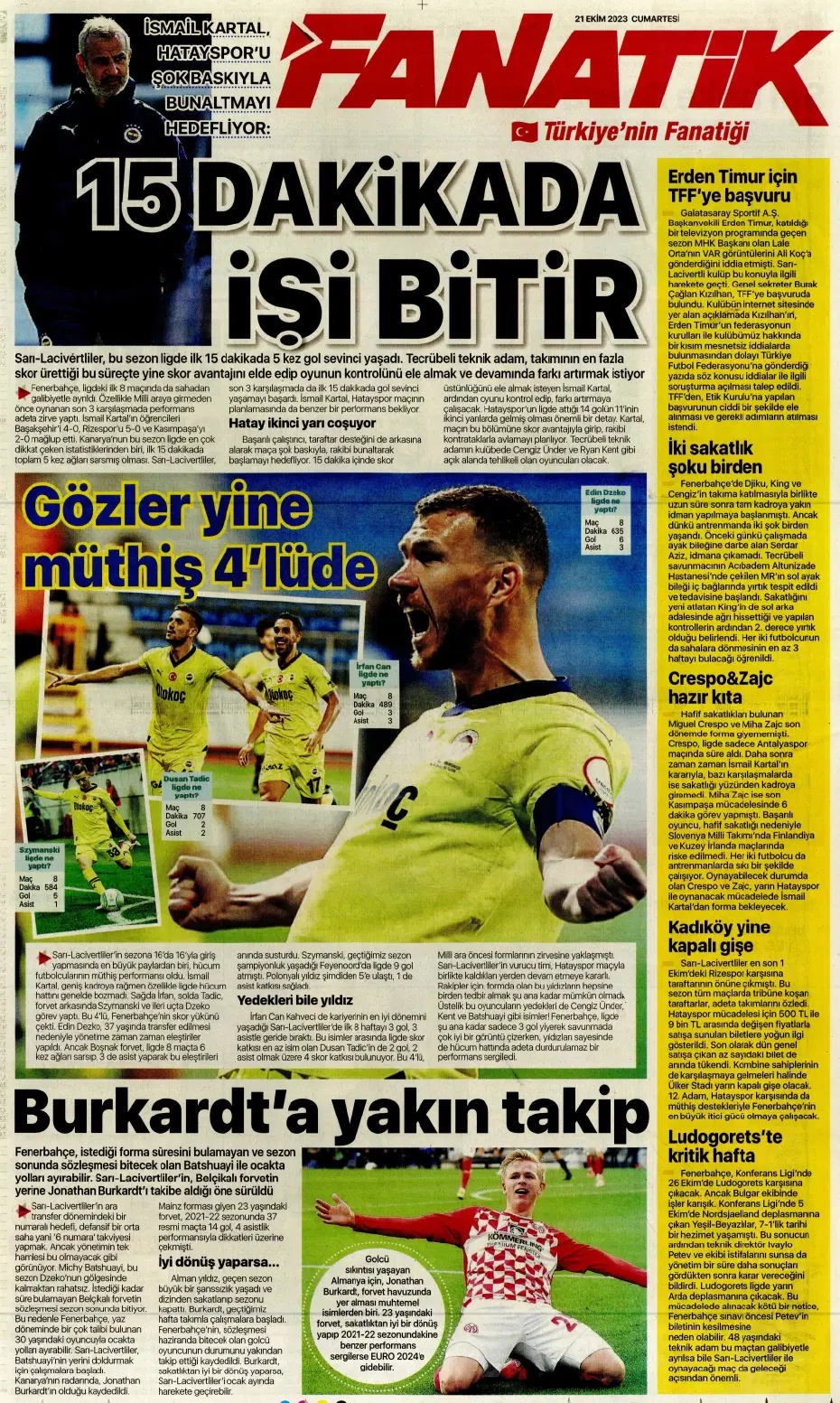 "Ateş gibi derbi" | Sporun manşetleri (21 Ekim 2023) - 9