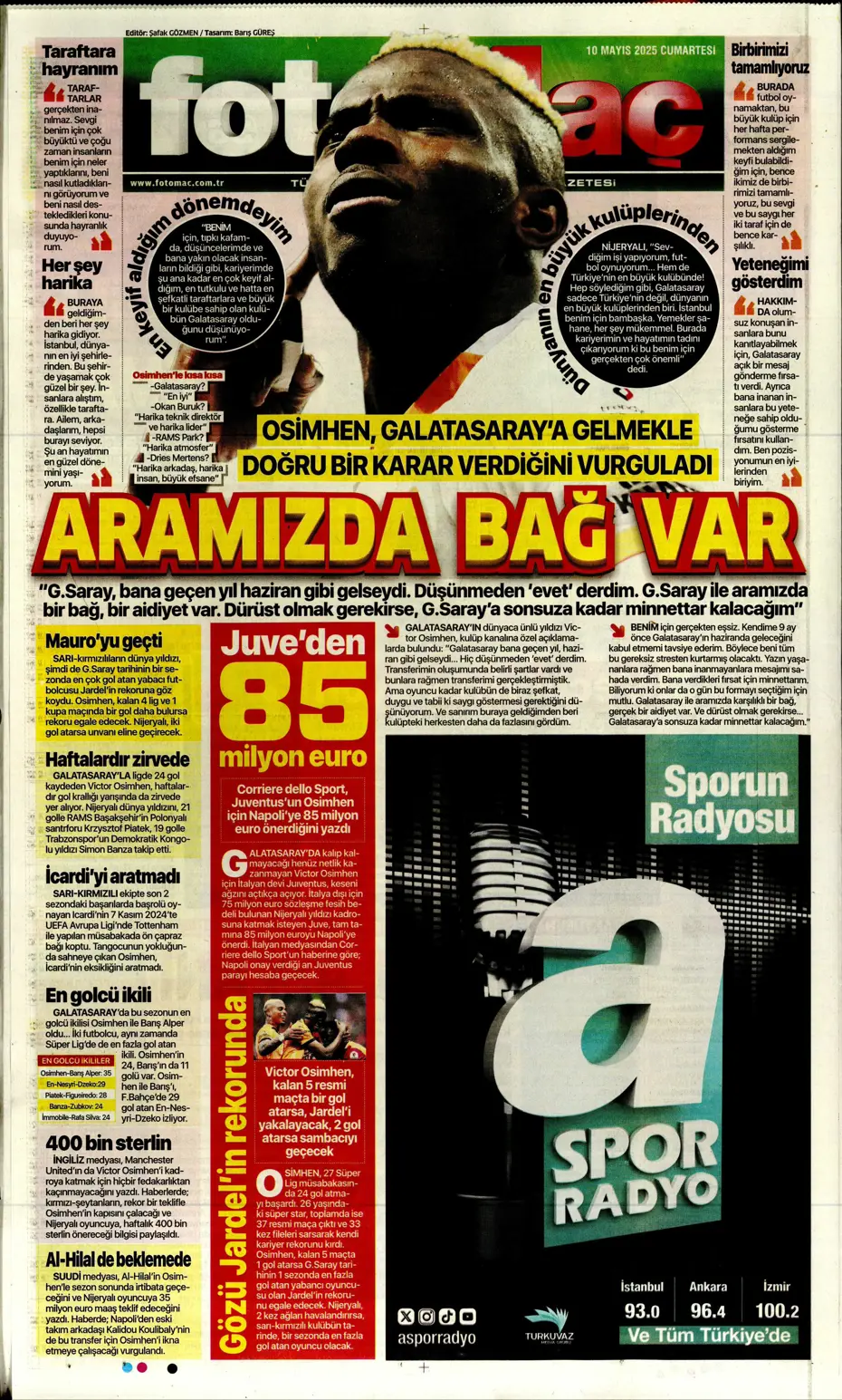 "Türkiye'de bir ilk oldu" | Sporun manşetleri (10 Mayıs 2025) - 12