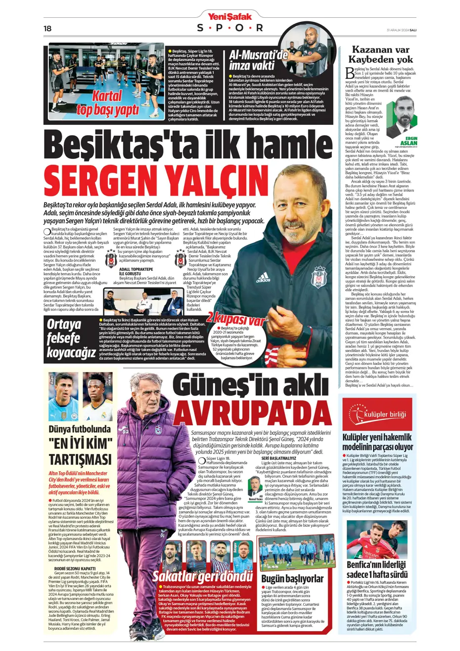 "Sergen Yalçın'la ilk görüşme" | Sporun manşetleri - 40