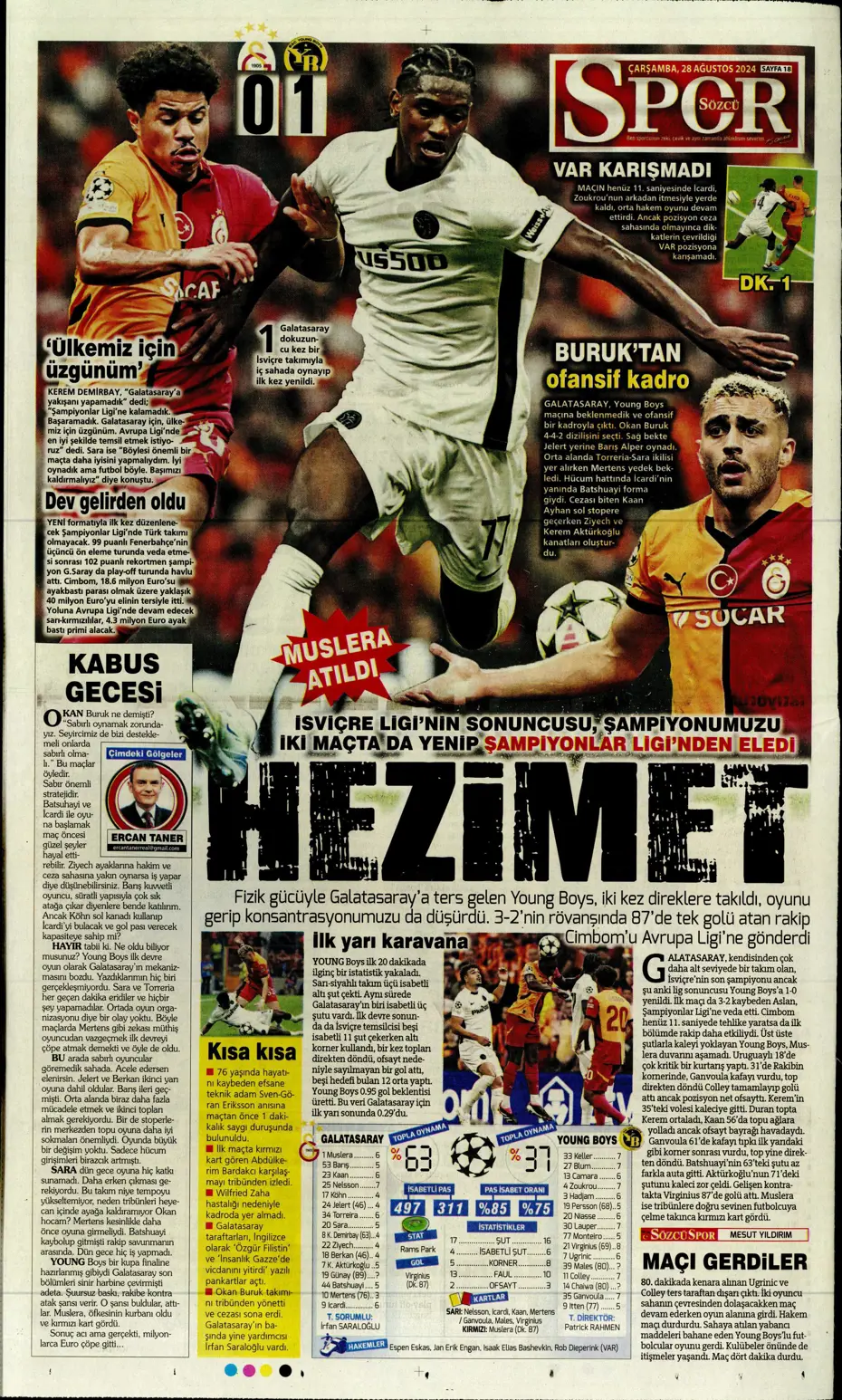 "Galatasaray'ın kabus gecesi" | Sporun manşetleri - 27