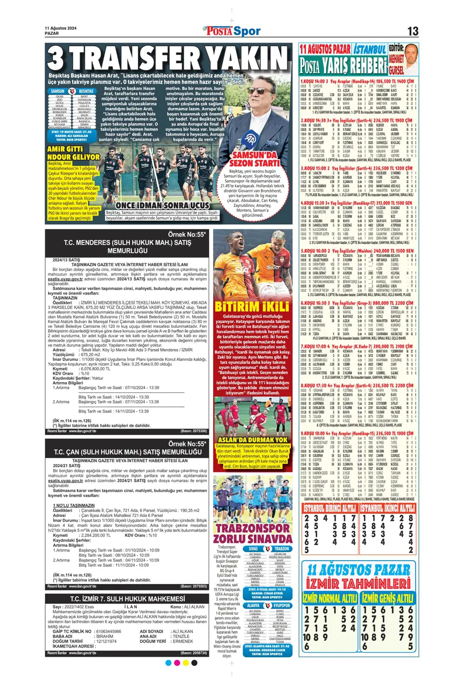 "Mou varsa fire yok" | Sporun manşetleri (11 Ağustos 2024) - 34