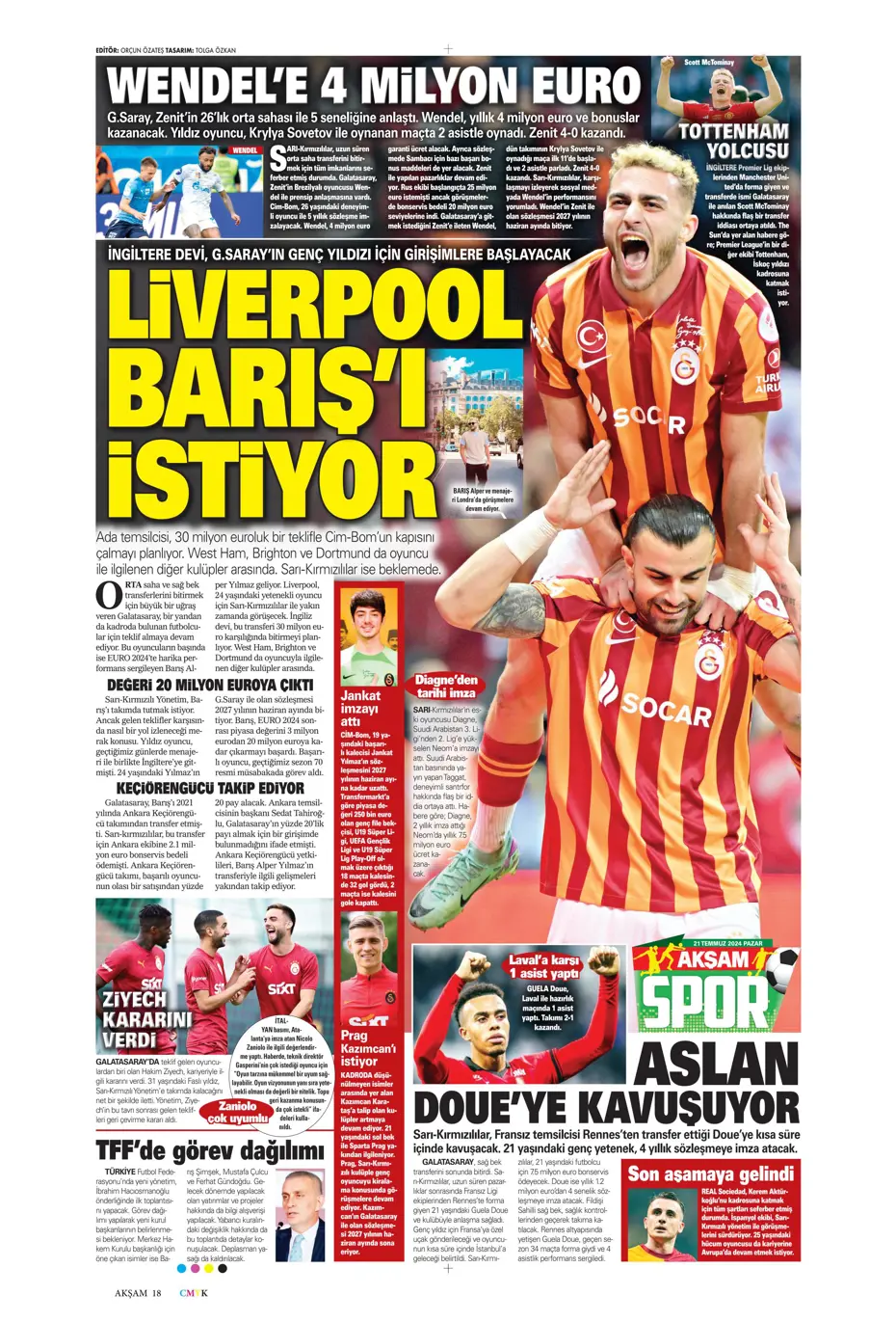 "Fenerbahçe'den Berge hamlesi" | Sporun Manşetleri (21 Temmuz 2024) - 2