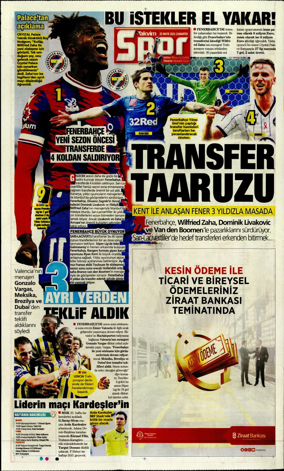 "Aslan'dan dev hamle" Günün spor manşetleri (20 Mayıs 2023) - 18