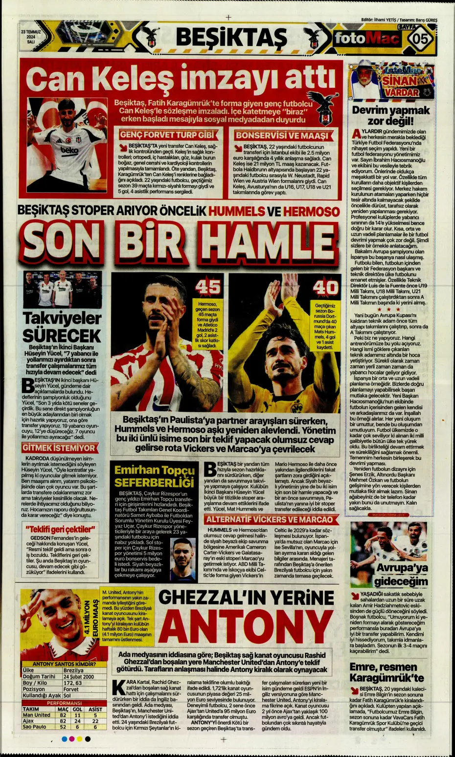 "Fenerbahçe'nin zamanı geldi" | Sporun manşetleri (23 Temmuz 2024) - 14 "Fenerbahçe'nin zamanı geldi" | Sporun manşetleri (23 Temmuz 2024) - 14