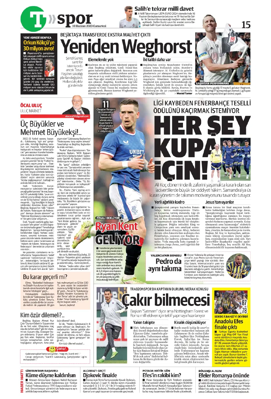 "Nelsson'un yerine Merih Demiral" | Sporun manşetleri (10 Haziran 2023) - 22
