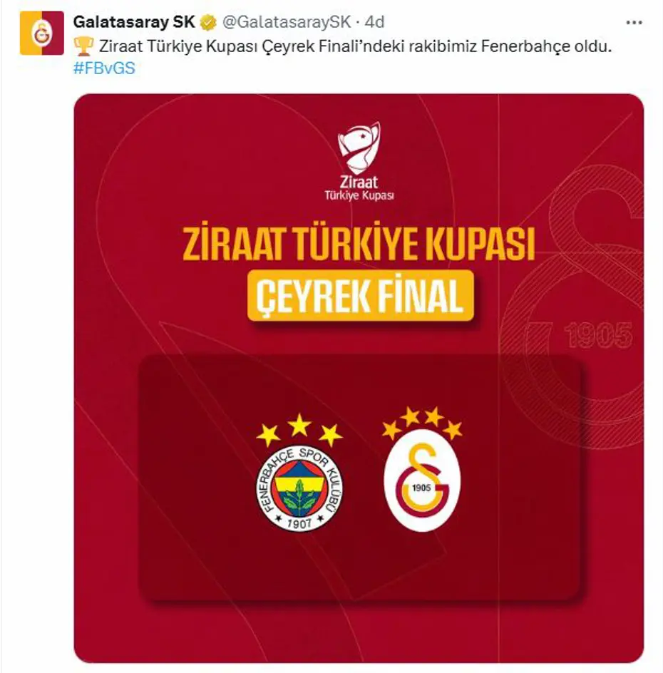 Kupadaki kura sonrası Fenerbahçe ve Galatasaray'dan ilk paylaşım - 5