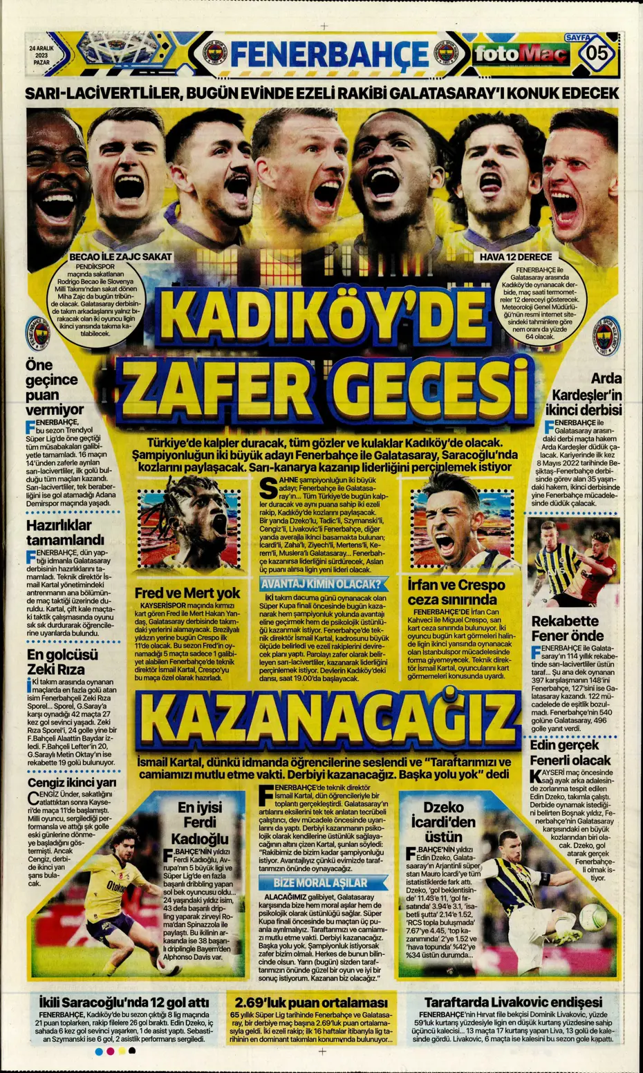 "Flick takımı görünce vazgeçti" | Sporun manşetleri (24 Aralık 2023) - 14