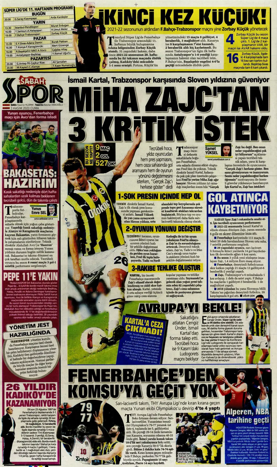 "Chelsea'nin sol beki Aslan'a" | Sporun manşetleri (3 Kasım 2023) - 17