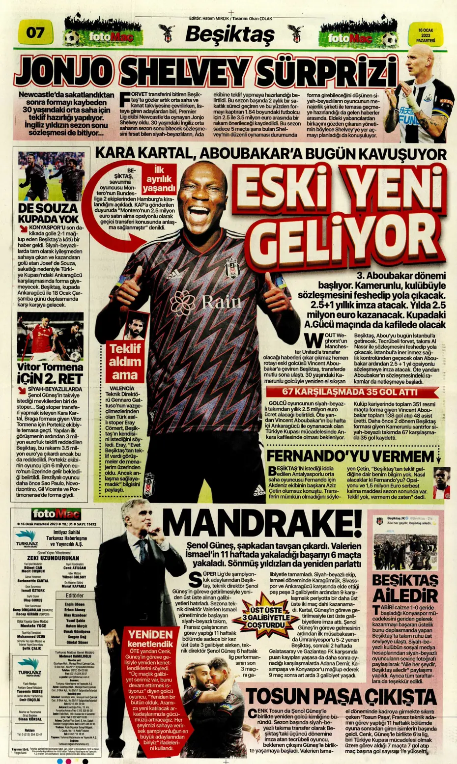 Sporun Manşetleri (16 Ocak 2023) - 16