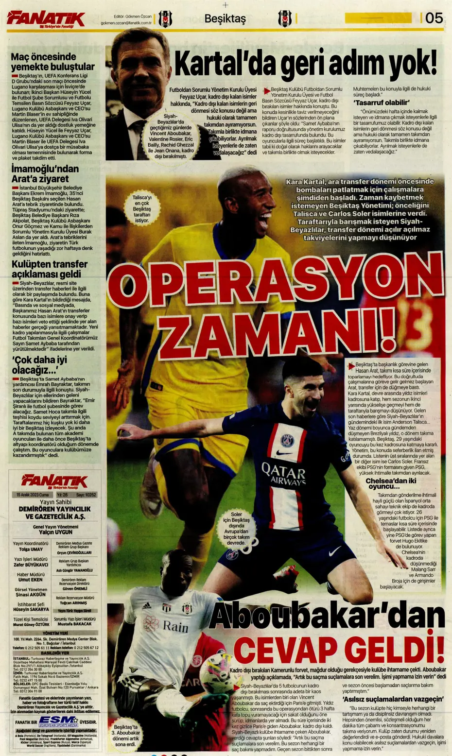 "Aslan'dan Jorginho bombası" | Sporun manşetleri (15 Aralık 2023) - 9