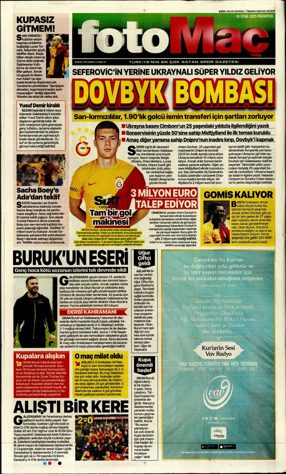 Sporun Manşetleri (16 Ocak 2023) - 20